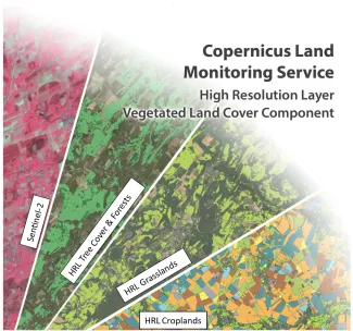 Copernicus Land Monitoring Service - High-Resolution Layer Vegetated Land Cover Component: Sentinel-2, HRL Tree Cover & Forests, HRL Grasslands, HRL Croplands